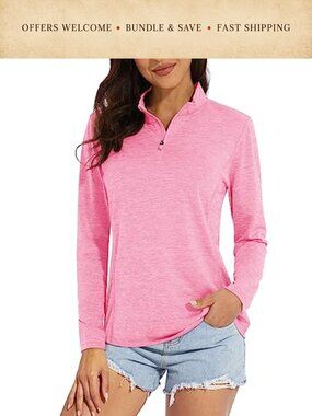 Women's 1/4 Zip Long Sleeve UV Sun Protection Quick Dry Athletic Shirt
